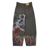 ITOOH Hip Hop Punk Embroidery Printed Baggy Jeans Y2k Jeans Men Heavy Craftsmanship Retro Style Wide Leg Pants Goth Ripped Jeans Hot