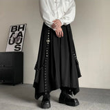 ITOOH Mens Gothic Rope Belt Decorated Irregular Skirt Pants Genderless Fashion Japanese Style Niche Dark Samurai Pants Hakama Unisex