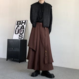 Itooh 2024 Spring Men Wide Leg Pants Men Solid Loose Button Joggers Oversize Irregular Trousers Men Streetwear Fashion Skirts Pants