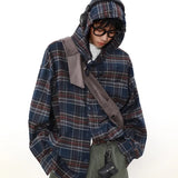 ITOOH Street Casual Spring Mens Set Hooded Plaid Long Sleeved Shirt Jacket+Multi Pocket Trendy Pants 2-piece Male Fashion Suits New