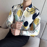 Itooh Summer Fashion Printed Shirt for Men Long Sleeve Casual Shirts Social Business Dress Shirt Streetwear Party Tuxedo Blouse