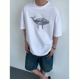 Itooh  Summer Loose Men's T-shirt Korean Style Casual Round Neck Personality Printed Short Sleeved Male Tops 2024 New Fashion