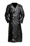 Itooh Winter Oversized Long Men's Leather Windbreaker Double breasted Coat COS German Military Leather Coat