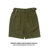 Itooh Military Waist Buckle Shorts Retro British Cotton Army Gurkha Shorts Naples Green Canvas Cargo Short Trousers Leisure Workwear