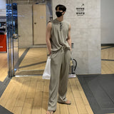 Itooh Fashion Men Vest Tshirt SetsTracksuit Sportswear Sleeveless T-shirt Long Pants Streetwear 2 Piece Set Male Clothes