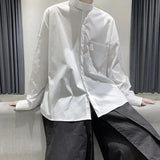 Itooh New Chinese Stand Collar Shirt Men's Dark Off Shoulder Casual Loose Shirt Wear Men's High-end Zhongshan Shirts Camisas De Hombre