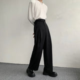 Itooh  Black Suit Pants Men Oversized Fashion Social Mens Dress Pants Korean Loose Straight Wide Leg Pants Mens Office Formal Trousers