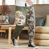 Itooh China-Chic harem pants Men's Original Tradition Dragon Pattern Embroidery Casual Trousers Men Personality Yin-yang Jogger Pants