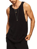 Itooh  Hip Hop O Neck Straps Ripped Tank Tops Men Streetwear Fashion Solid Color Slim Vest Mens 2024 Summer Trendy Sleeveless Camisoles