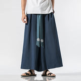 Itooh Summer Men Wide Leg Pants Mens Cotton Linen Retro Trousers Man Chinese Style Hanfu Pants Male Big Crotch Nepal Robe Pants