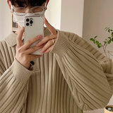 ITOOH Fall Men's Luxury Polo Neck Knit Pullover Sweater Casual Korean Button-down Solid Color Long Sleeve Loose Popular Knitwear M-2XL