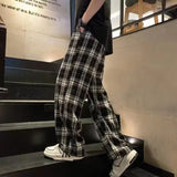 ITOOH Check Trousers For Men Straight Plaid Long Baggy Korean Style Low Price Stylish Xxxl Streetwear Designer Trend Casual Pants Man