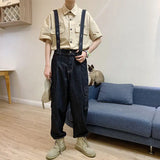 Itooh Japanese Harajuku Retro Denim Overalls Retro Cargo Jeans Hip Hop American Casual Jeans Loose Straight Wide Leg Pants Side Pocket