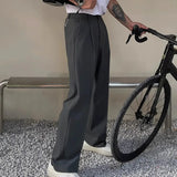 Itooh Gray Suit Pants Men Fashion Business Society Mens Dress Pants Korean Loose Straight Pants Mens Office Formal Trousers M-2XL