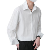 ITOOH Summer Thin Shirt Men Slim Fit Fashion Social Mens Dress Shirt Korean Casual White Long Sleeved Shirt Mens Pleated Shirts M-2XL