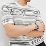 Itooh New Fashion Slim O Neck T Shirt Knit Mens Short Sleeve Knitting Tops 2024 Spring Summer Casual Striped Knitted Tee Men Pullovers