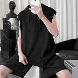 Itooh Tank Top for Men Hooded Vest Solid Sleeveless Shirts Summer Mens Breathable Fitness Clothing Mesh Quick Dry Training Tank Tops