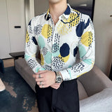 Itooh Summer Fashion Printed Shirt for Men Long Sleeve Casual Shirts Social Business Dress Shirt Streetwear Party Tuxedo Blouse