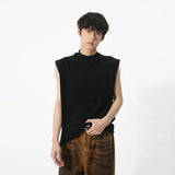 Itooh  Men's Wear Spring Summer New Korean Style Solid Color Sleeveless T-shirt Half Turtleneck Tank Top Trendy Vest