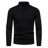 Itooh Winter New Men's Pullover Sweater Casual Bottom Shirt Collar Fake Two Piece Business Knitwear Polo Neck Designer Top