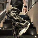 ITOOH Check Trousers For Men Straight Plaid Long Baggy Korean Style Low Price Stylish Xxxl Streetwear Designer Trend Casual Pants Man