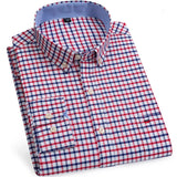 ITOOH 7XL 6XL Men's Oxford Shirts Long Sleeve 100% Cotton Casual Plaid Soft Regular Fit Formal Dress Shirt Social Blouse Male Clothes