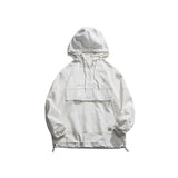 Itooh Spring Hooded Pullover Jacket Men's Loose New Street Trend Teachwear Casual White Line Zipper Coats Big Kangaroo Bag Workwear