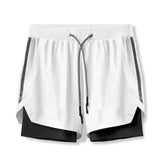 Itooh new Summer new fashion men's shorts quick-drying 2-in-1 multi-pocket double-layer shorts fitness lace-up sports pants