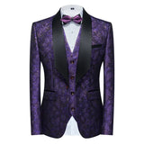 Itooh Fashion New Men's Casual Boutique Business Wedding Host Flower Color Suits 3 Pcs Set Dress Blazers Jacket Pants Vest Coat