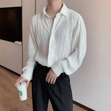 Itooh Autumn Winter New Fashion Temperament Trend Simple Blouse Male Korean Fold Design Shirt Man Solid Color Loose Casual Gentmen Top