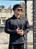 Itooh Fashion Men's Autumn and Winter Long Sleeve Top Chain Shirt New Sports POLO Shirt Long Sleeve  Business Tops