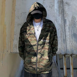 Itooh Men's Camouflage Hoodie Spring Autumn Loose Casual Versatile Zipper Cardigan Couples Hooded Coats Hip Hop Skateboard Streetwear