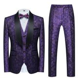 Itooh Fashion New Men's Casual Boutique Business Wedding Host Flower Color Suits 3 Pcs Set Dress Blazers Jacket Pants Vest Coat