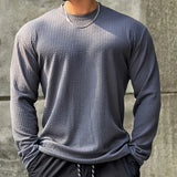 Itooh Autumn Winter Casual T-shirt Men Long Sleeves Solid Shirt Gym Fitness Bodybuilding Tees Tops Male Fashion Slim Stripes Clothing