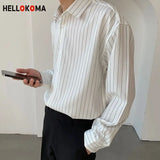 ITOOH New Korean Fashion Autumn Shirts Men Business Casual Neat Capable Hipster Street England Style Elegant Stripe Clothes Top