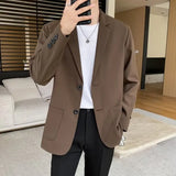 Itooh Shoulder Padded Blazer Men Slim Fit Fashion Social Mens Dress Jacket Korean Casual Suit Jacket Mens Office Formal Jackets Coat