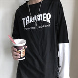 Itooh Youth Tops Spring Clothes Long-sleeved Taras Aer T-shirt Fake Two Pieces Harajuku Tshirts Hip-hop Trendy Unisex Tee Shirt Loose