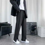 Itooh  Spring/Summer Black Suit Pants Men Fashion Society Mens Dress Pants Korean Loose Straight Pants Mens Office Formal Trousers