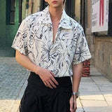 Itooh Casual Floral Shirt Men's Korean Printing Vacation Short Sleeve Shirts Summer New Hawaiian Shirt Trendy Streetwear LGBT Blouse