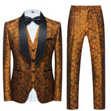 Itooh Fashion New Men's Casual Boutique Business Wedding Host Flower Color Suits 3 Pcs Set Dress Blazers Jacket Pants Vest Coat