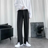 Itooh  Spring/Summer Black Suit Pants Men Fashion Society Mens Dress Pants Korean Loose Straight Pants Mens Office Formal Trousers