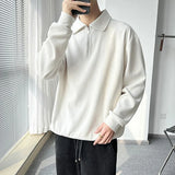 ITOOH Fall Corduroy Long Sleeve Men Polo T Shirts Casual Harajuku Fashion Oversized Pullovers White Black Grey Hip Hop Punk Streetwear