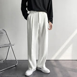 ITOOH New Draped Straight Men Pants Fashion Business Korean Loose Casual White Black Gray Wide-leg Trousers Male Blazer Suit Pants