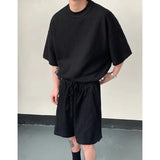 ITOOH Summer Set Men Fashion Black Green Sports Set Men Streetwear Korean Loose Short Sleeved T-shirts Shorts Set Mens Short Sets