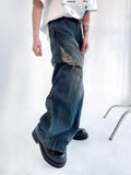 ITOOH Hip Hop Ripped Jeans Men High Street Male Distressed Denim Wide Leg Pants Casual Trousers Vintage Streetwear Loose