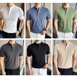 Itooh  Men's Short-sleeved T-shirt with A Standing Collar. Business Casual  Henry Shirt Made of High-quality Cotton69.1%