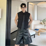 Itooh  New Summer Men's Shirts Loose Turn-down Collar Sleeveless Simple Solid Color Male Tops Casual Clothing Chic 2024