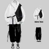 ITOOH Techwear Men's Sets Cargo Pants Men's Shirt Kit Long Sleeve Shirts Korean Streetwear Hip Hop Harajuku Spring