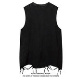 Itooh Summer Men Washed Sleeveless Tshirt Top Hip Hop Print Punk Gothic Vests Streetwear Harajuku Cotton Tank Tops Y2k Fringed Vintage