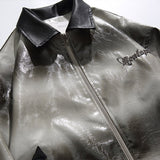 ITOOH Winter Outfits Men Gradient Turn-down Collar Leather Jacket